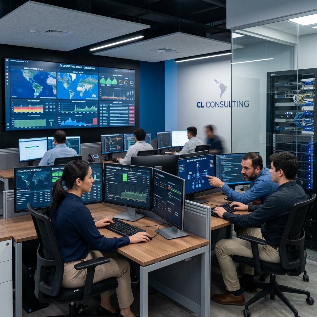 Equipo de soporte tecnológico brindando soluciones IT empresariales